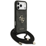 Guess 4G Big Logo Cord Stap Crossbody Case til iPhone 17 Pro Max - sort