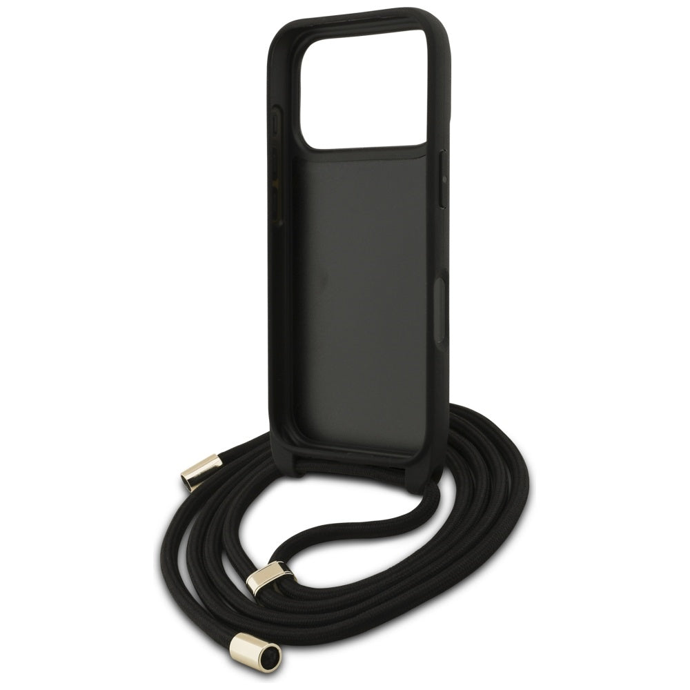 Guess 4G Big Logo Cord Stap Crossbody Case til iPhone 17 Pro Max - sort