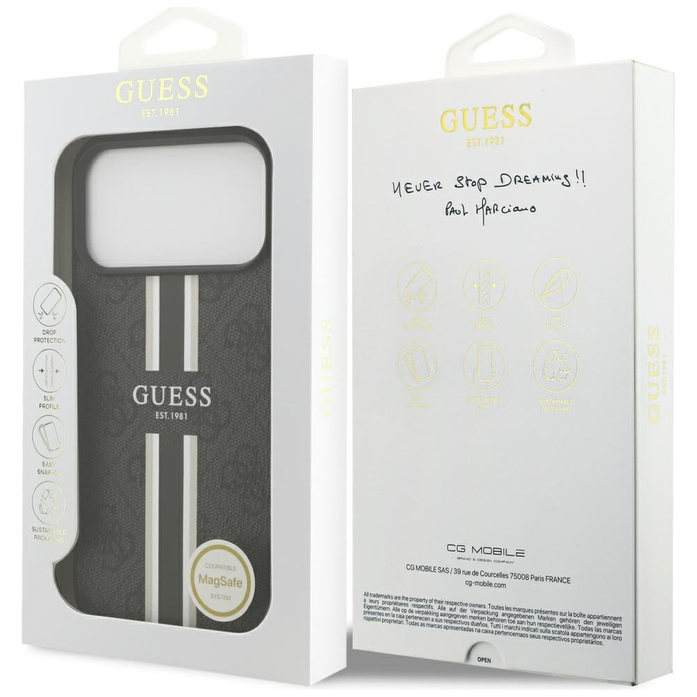 Guess 4G Printed Stripes MagSafe case for iPhone 17 Pro Max - black