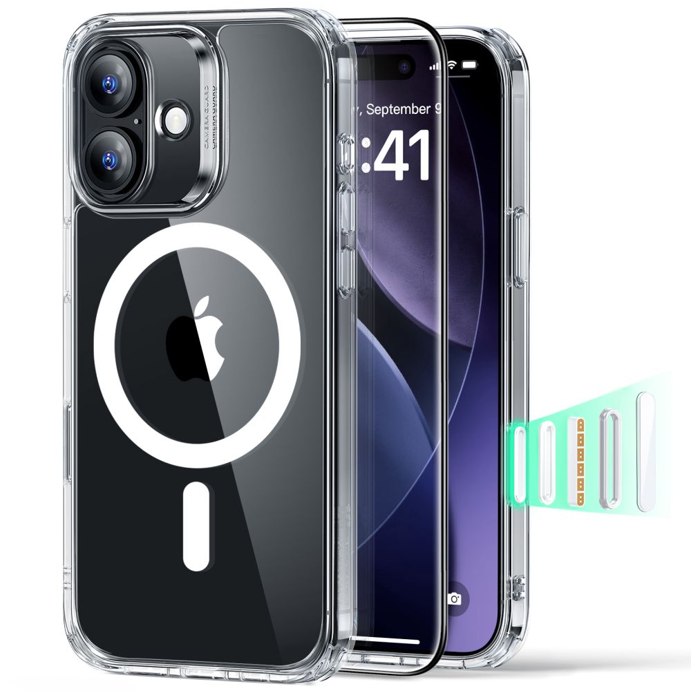 ESR Classic Hybrid MagSafe + tempereret glas sæt til iPhone 17 - Clear