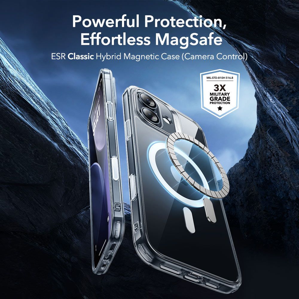 ESR Classic Hybrid MagSafe + tempereret glas sæt til iPhone 17 - Clear