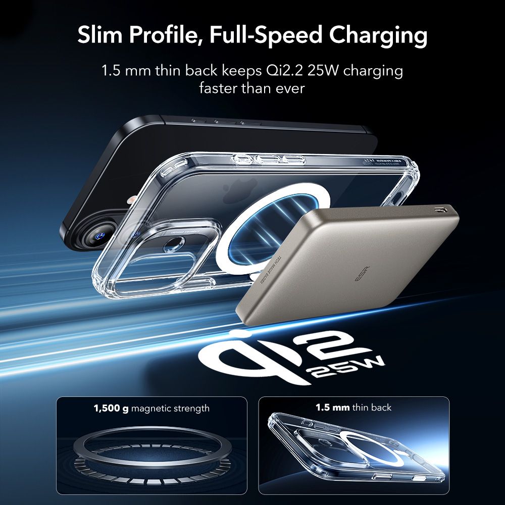 ESR Classic Hybrid MagSafe + tempereret glas sæt til iPhone 17 - Clear