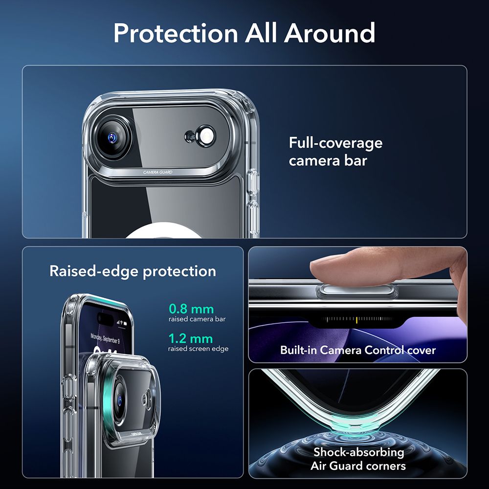 ESR Classic Hybrid MagSafe + tempereret glas sæt til iPhone 17 Air - Clear