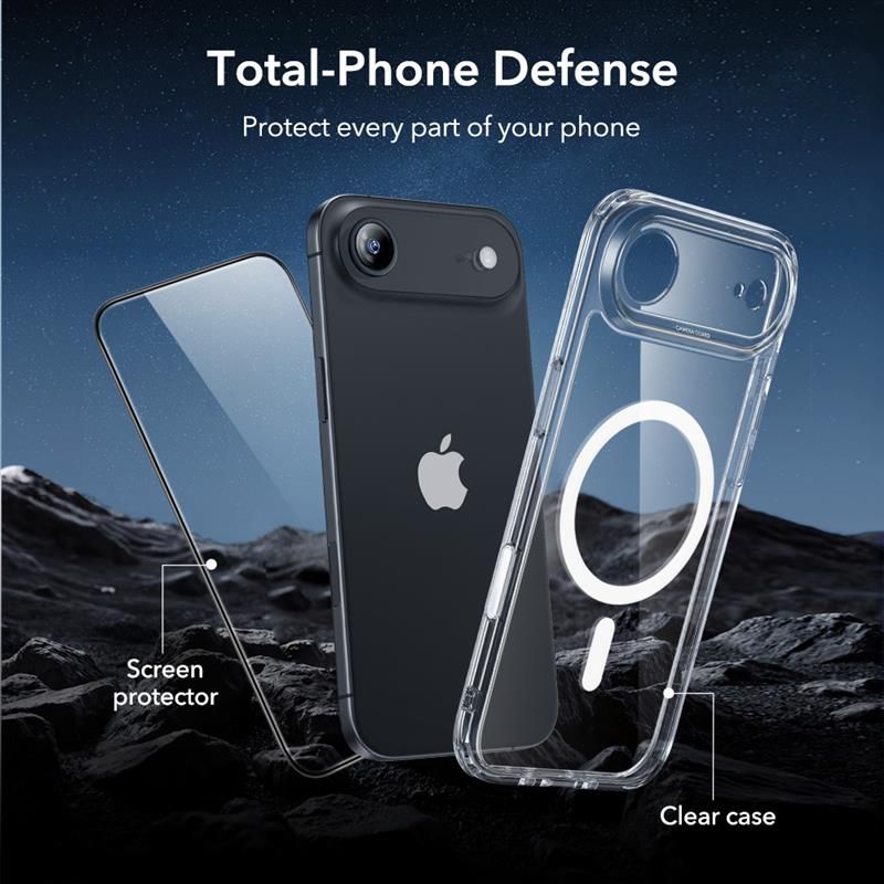 ESR Classic Hybrid MagSafe + tempereret glas sæt til iPhone 17 Air - Clear