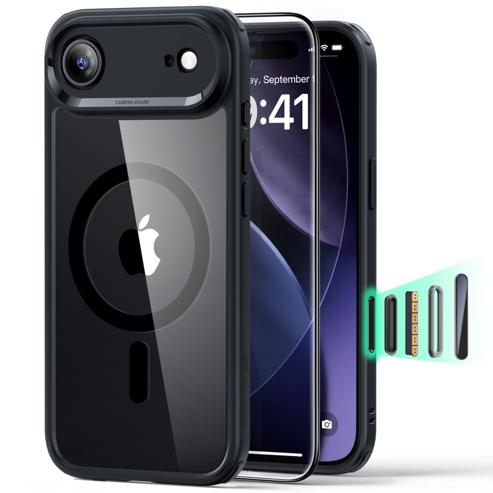 ESR Classic Hybrid MagSafe + tempereret glas sæt til iPhone 17 Air - Clear Black