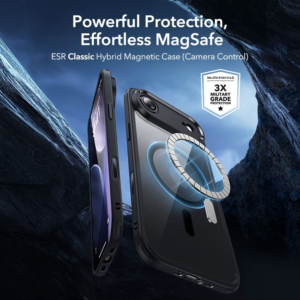 ESR Classic Hybrid MagSafe + tempereret glas sæt til iPhone 17 Air - Clear Black