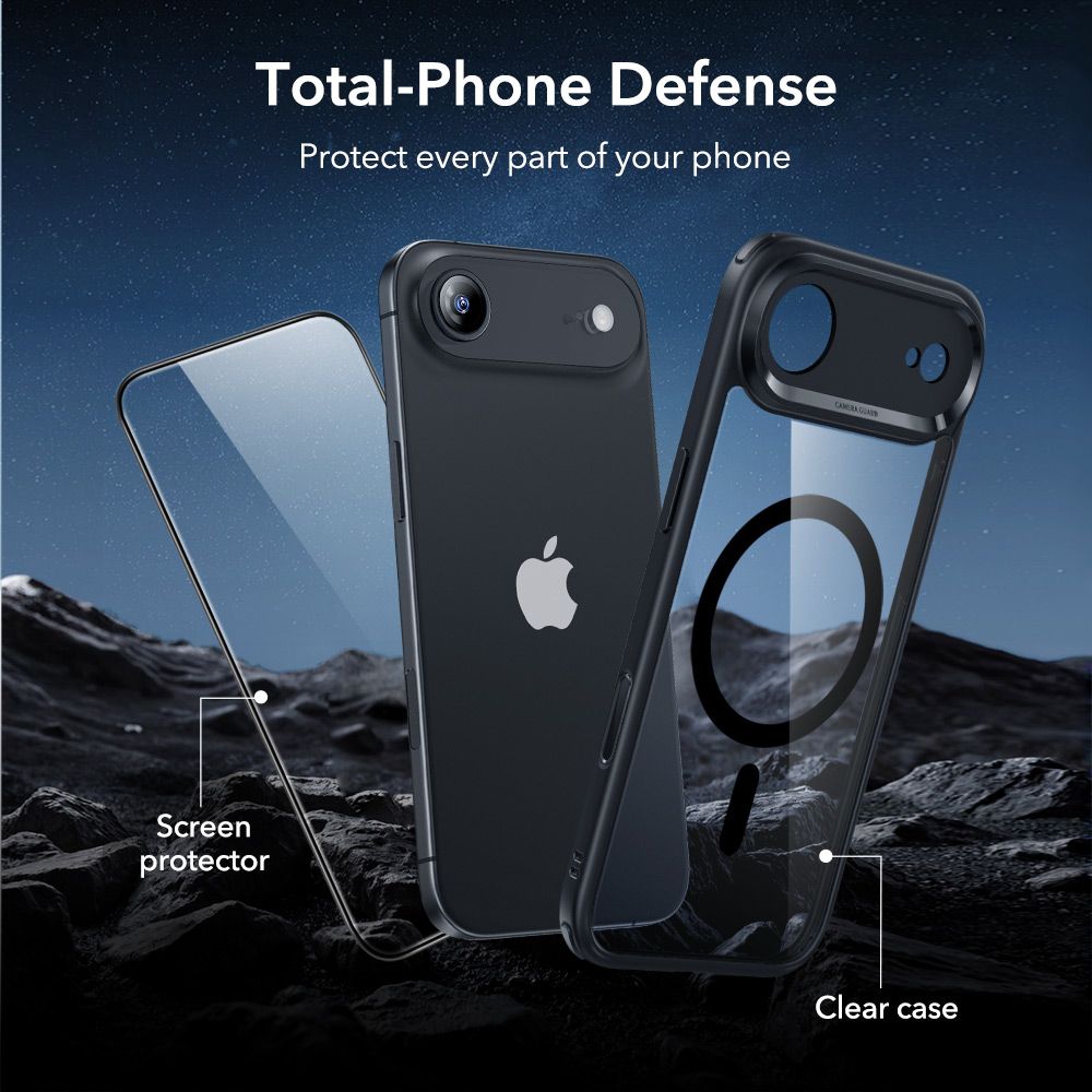 ESR Classic Hybrid MagSafe + tempereret glas sæt til iPhone 17 Air - Clear Black