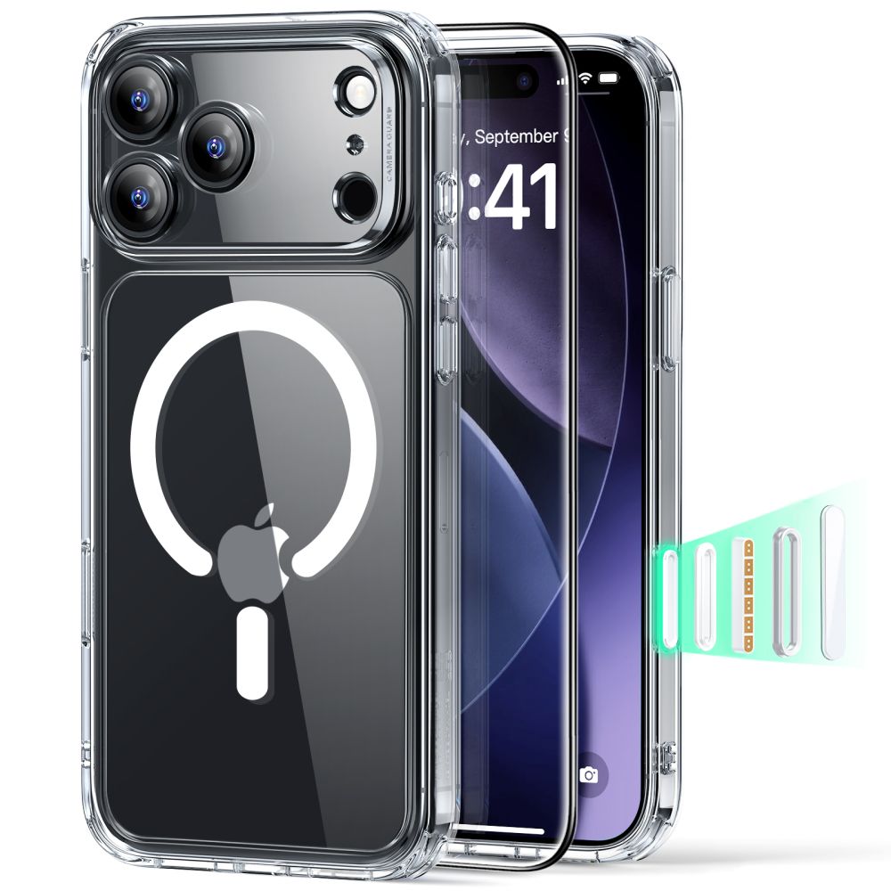 ESR Classic Hybrid MagSafe + tempereret glas sæt til iPhone 17 Pro - Clear