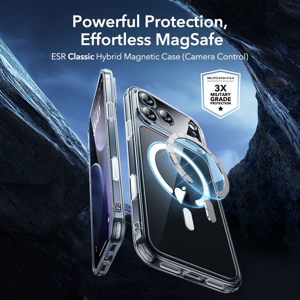 ESR Classic Hybrid MagSafe + tempereret glas sæt til iPhone 17 Pro - Clear