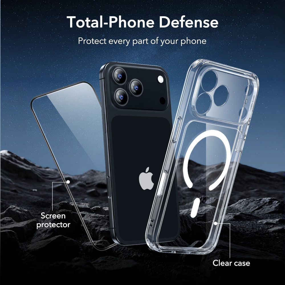 ESR Classic Hybrid MagSafe + tempereret glas sæt til iPhone 17 Pro - Clear
