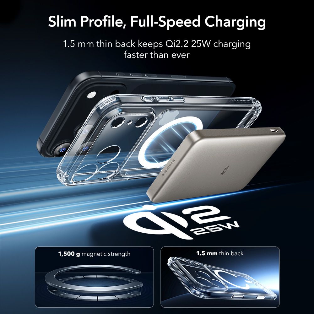 ESR Classic Hybrid MagSafe + tempereret glas sæt til iPhone 17 Pro - Clear