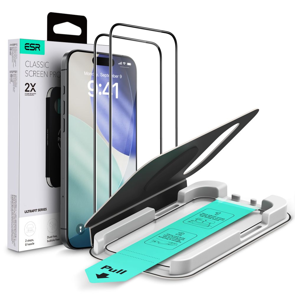 ESR UltraFit tempereret glas 2-pakke til iPhone 17 Air - gennemsigtig