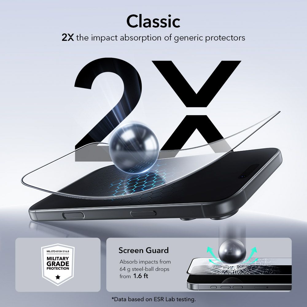 ESR UltraFit Temperet Glas 2-pakke til iPhone 17 Pro - gennemsigtigt