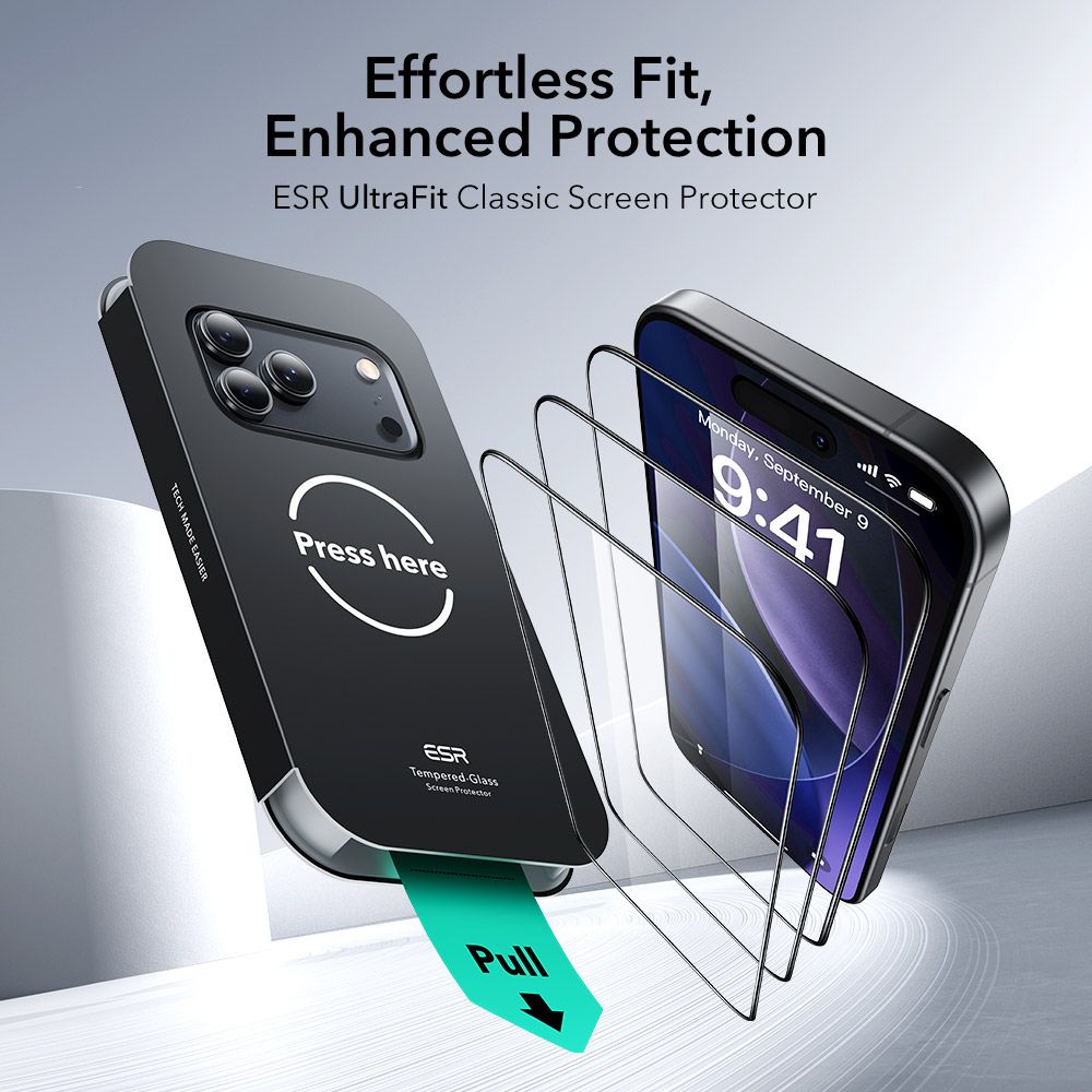 ESR UltraFit Temperet Glas 2-pakke til iPhone 17 Pro Max - gennemsigtigt