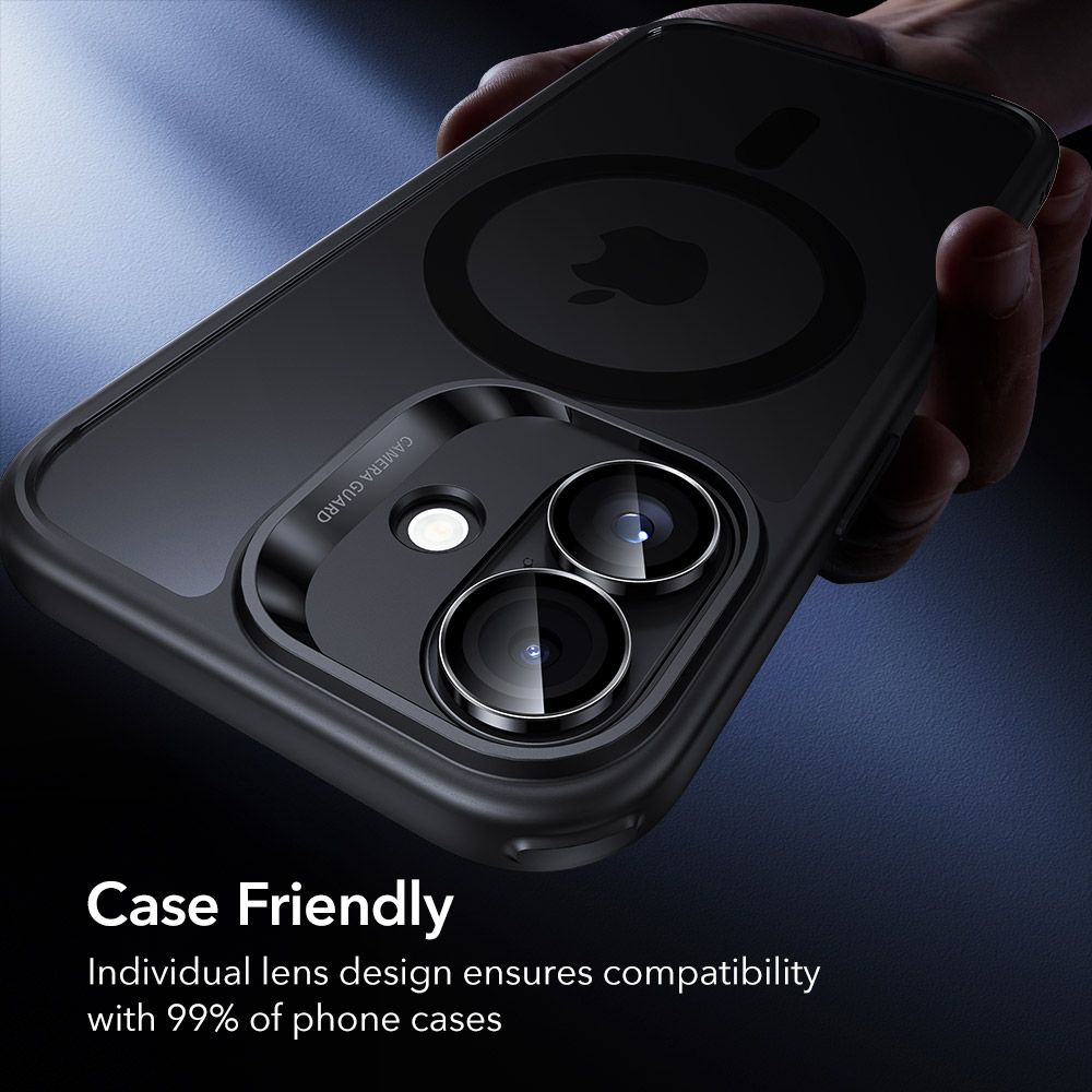 ESR Armorite Camera Cover til iPhone 16 / 16 Plus / 17 - sort
