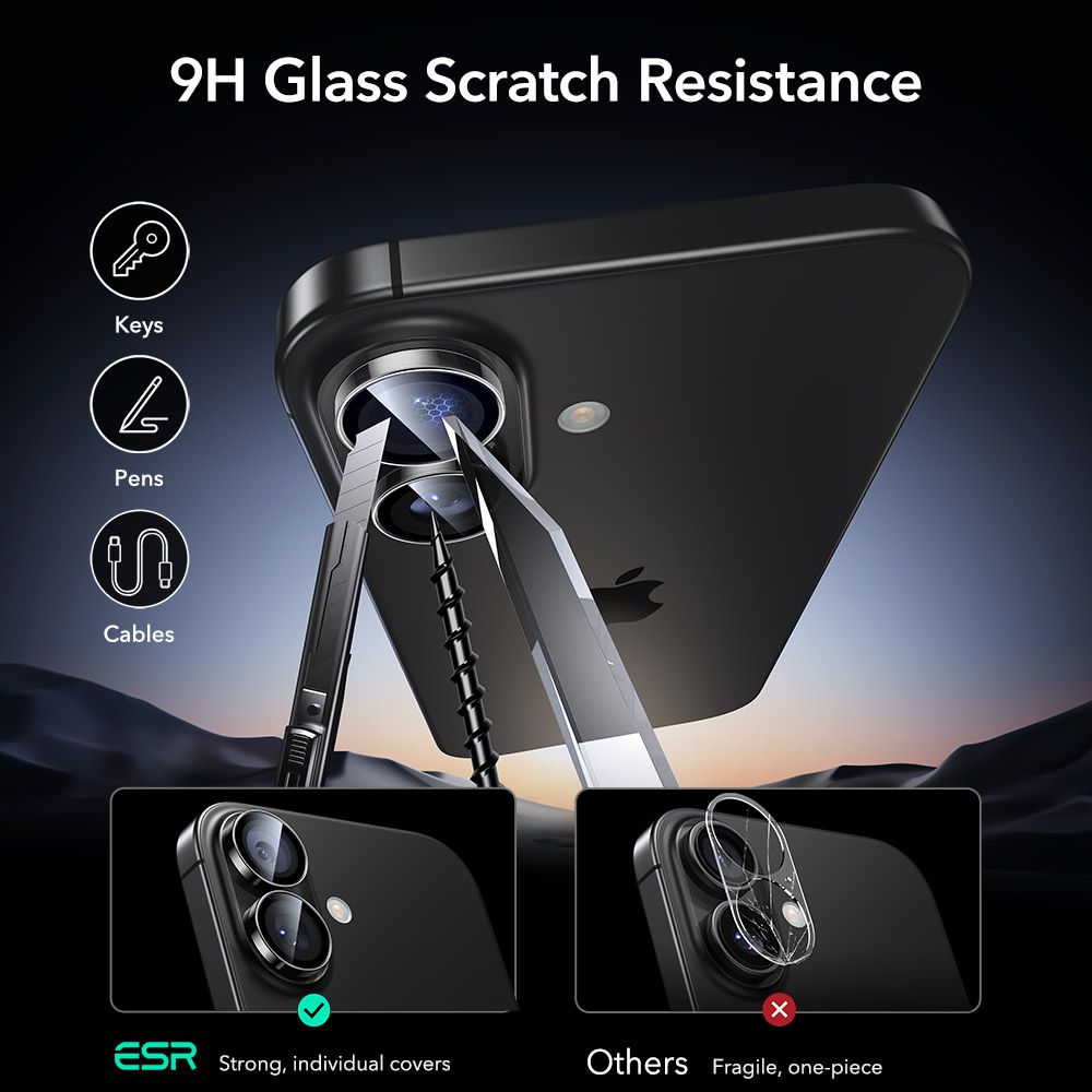 ESR Armorite Camera Cover til iPhone 16 / 16 Plus / 17 - Gennemsigtig