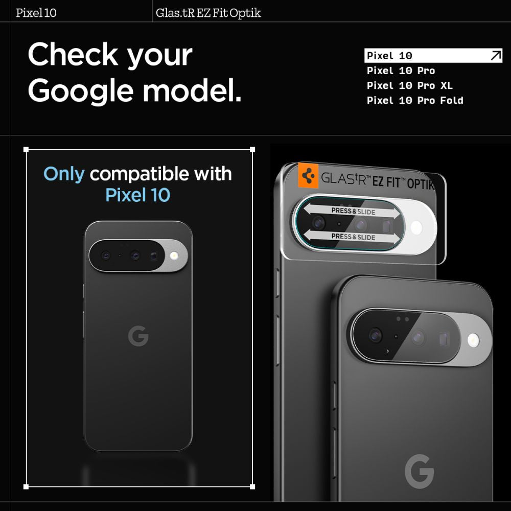 Spigen Optik Glas.tR Camera Protector 2-pack til Google Pixel 10 - Gennemsigtig