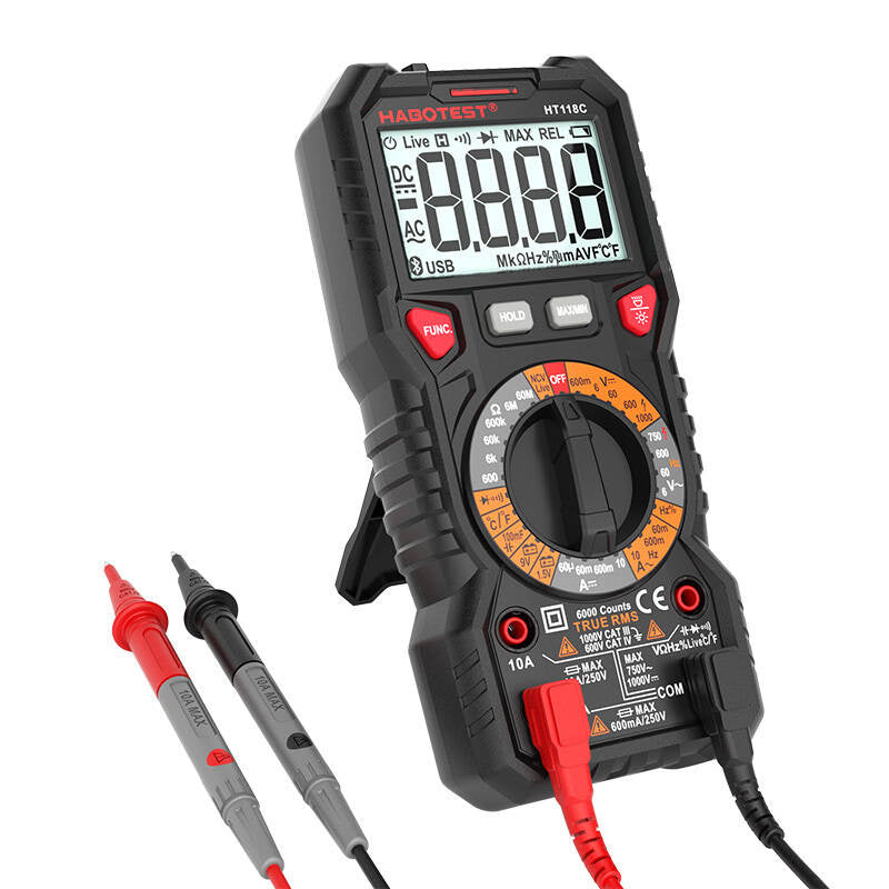 Digital multimeter med lommelygte Habotest HT118C, True RMS, NCV, batteriprøvning