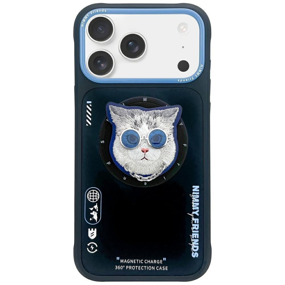Nimmy Briller Cool Cat MagSafe Case til iPhone 17 Pro - sort og blå
