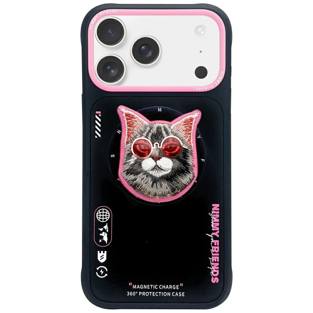 Nimmy Briller Cool Cat MagSafe Case til iPhone 17 Pro - sort og pink