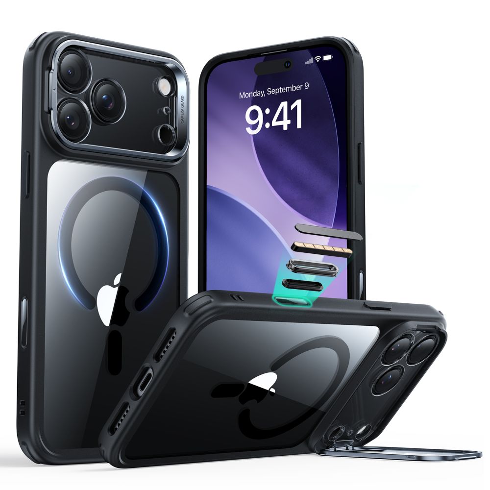 ESR Classic Hybrid Kickstand MagSafe Case til iPhone 17 Pro Max - klar sort