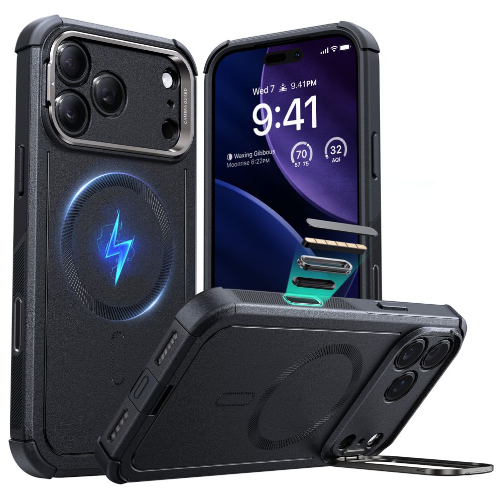 ESR Cyber Kickstand MagSafe Case til iPhone 17 Pro Max - sort
