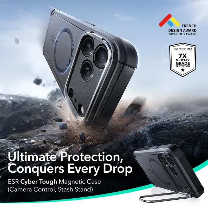 ESR Cyber Kickstand MagSafe Case til iPhone 17 Pro Max - sort