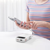 Baseus Qpow2 20000mAh 22.5W Powerbank med Dual Cable med Digital Display + Baseus Simple USB-C 3A Cable 0.3m (hvid) - hvid