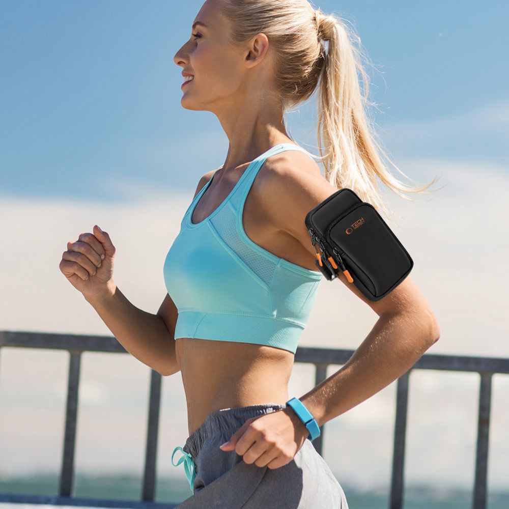 Tech-Protect M7 Universal Sport Armband Case - sort og orange