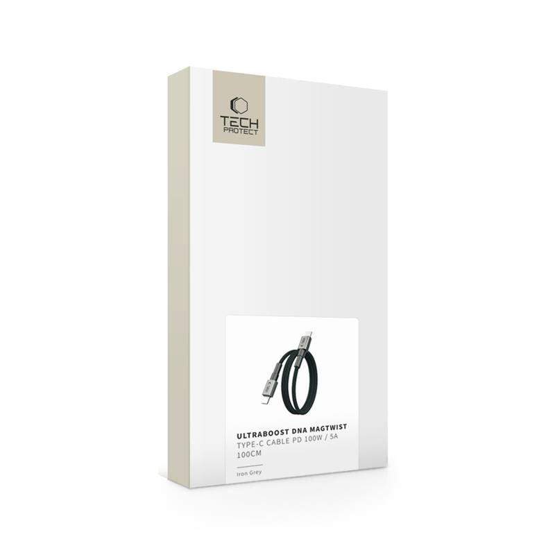 Tech-Protect Ultraboost DNA MagTwist USB-C PD-kabel 100W / 5A 100 cm - Grå