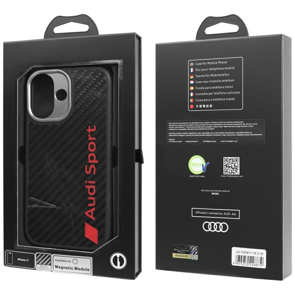 Audi R8 Carbon Fiber MagSafe Case til iPhone 17 - sort