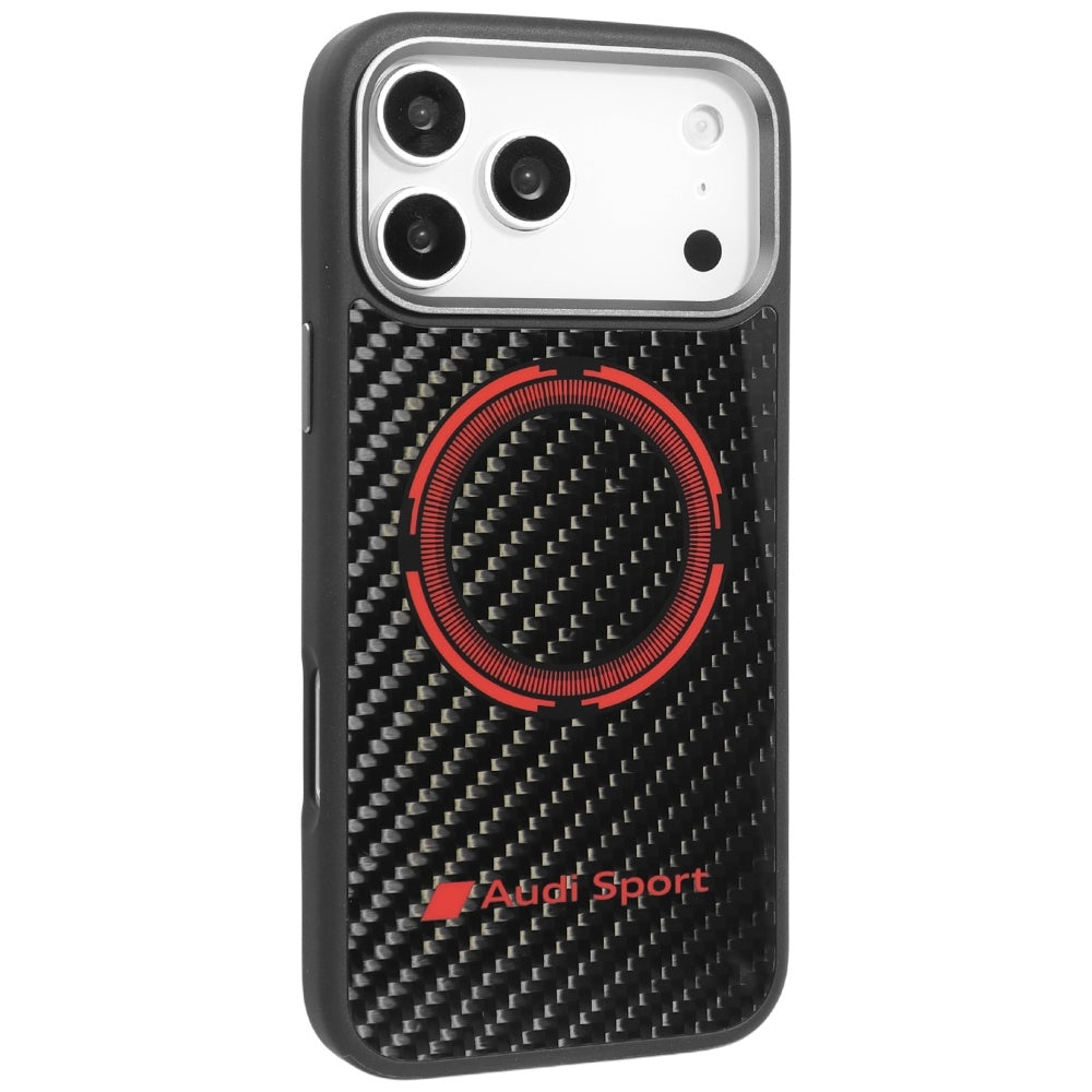 Audi RSQ Carbon Fiber Sport Red Circle MagSafe Case til iPhone 17 Pro Max - sort