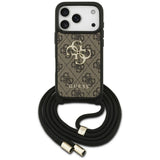 Guess 4G Big Logo Cord Stap Crossbody Case til iPhone 17 Pro - Brunt