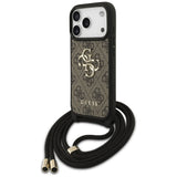 Guess 4G Big Logo Cord Stap Crossbody Case til iPhone 17 Pro - Brunt