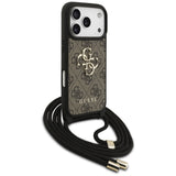 Guess 4G Big Logo Cord Stap Crossbody Case til iPhone 17 Pro - Brunt