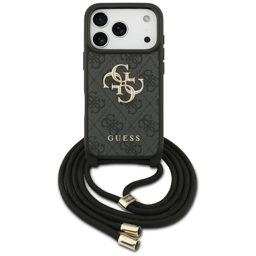 Guess 4G Big Logo Cord Stap Crossbody Case til iPhone 17 Pro - sort