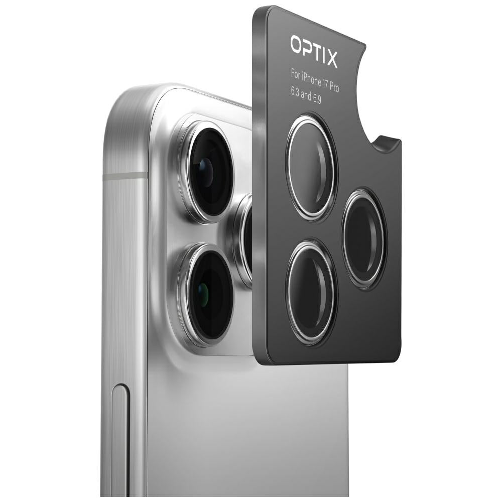Uniq Optix Aluminium Camera Lens Protector til iPhone 17 med Applicator - sort