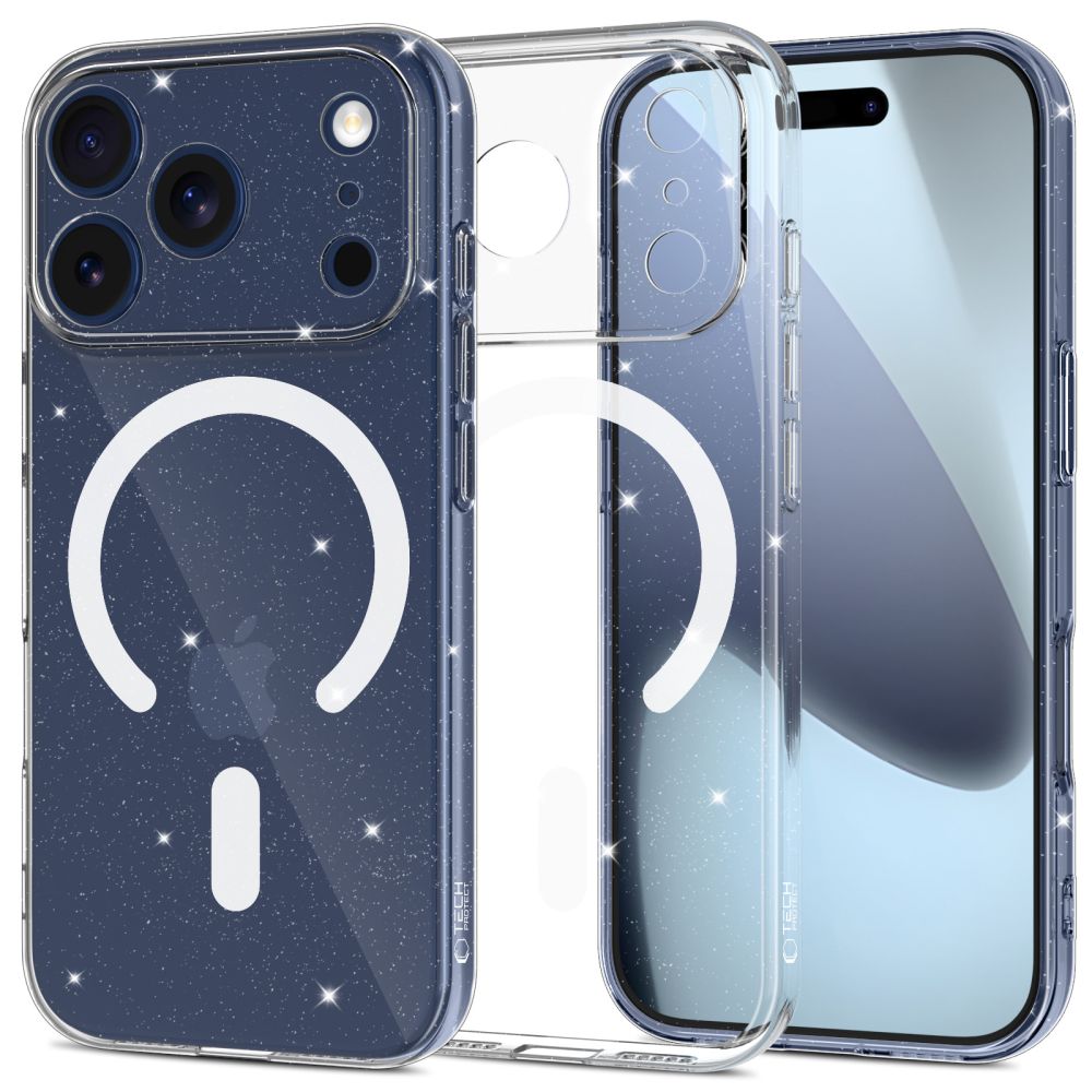 Tech-Protect FlexAir MagSafe Case til iPhone 17 Pro Max - Clear Glitter