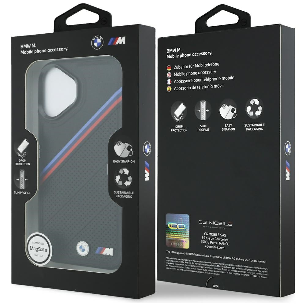 BMW M Tricolor Metal Logo MagSafe Case til iPhone 17 - sort