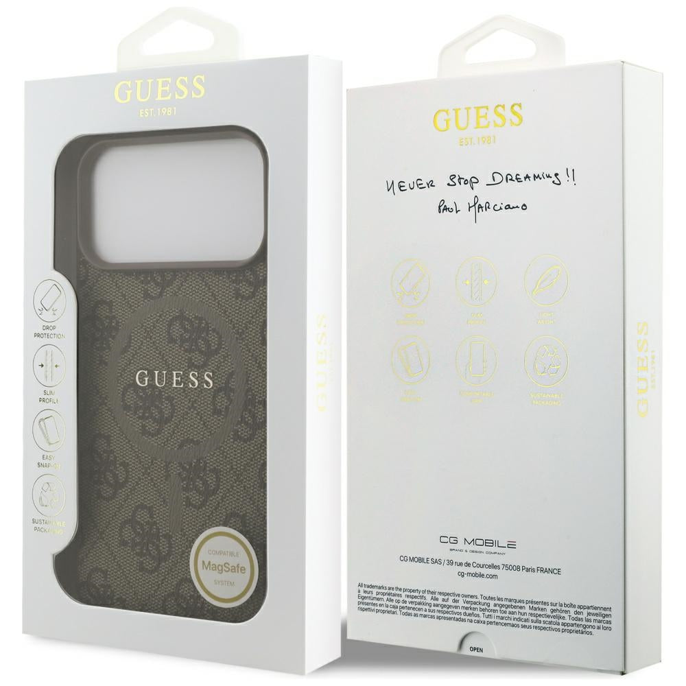 Guess 4G Ring Classic Logo MagSafe Case for iPhone 17 Pro Max - Brown