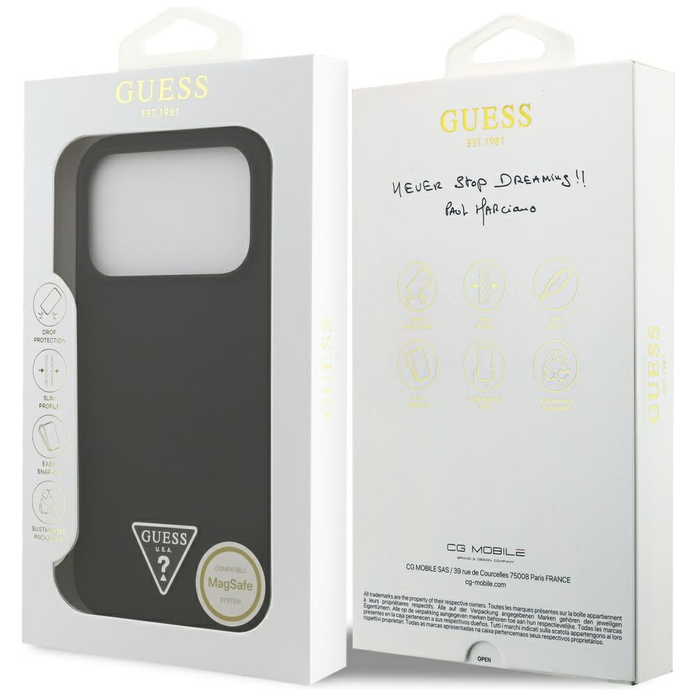 Guess Silicone Triangle Logo MagSafe Case for iPhone 17 Pro Max - Black