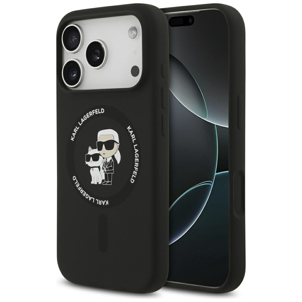 Karl Lagerfeld Silicone Karl&Choupette Ring MagSafe Case for iPhone 17 Pro - Black