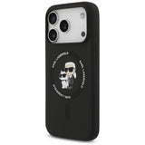 Karl Lagerfeld Silicone Karl&Choupette Ring MagSafe Case for iPhone 17 Pro - Black
