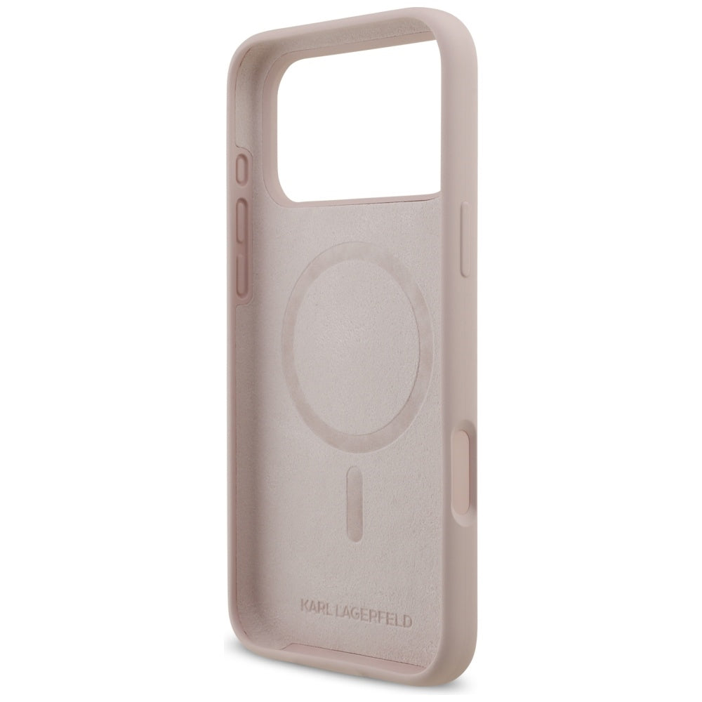Karl Lagerfeld Silicone Karl&Choupette Ring MagSafe Case for iPhone 17 Pro Max - Pink