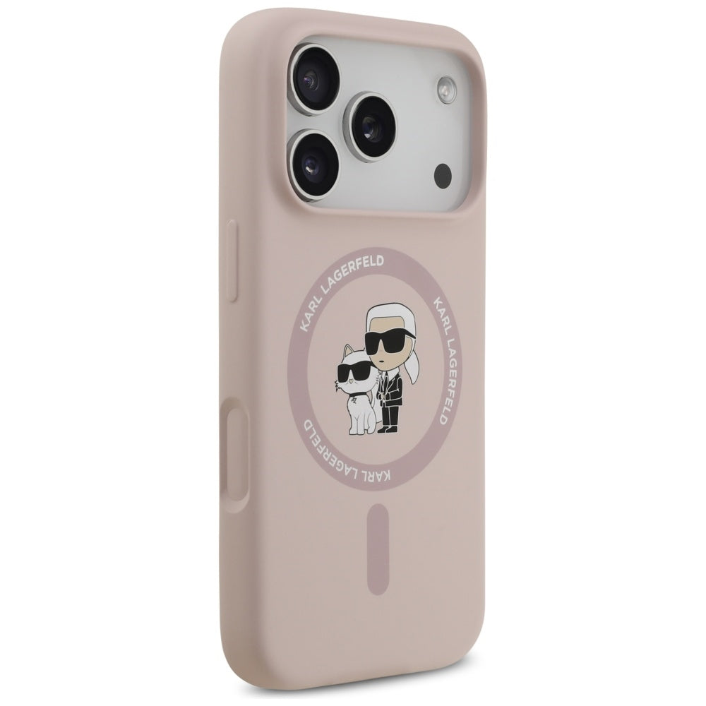 Karl Lagerfeld Silicone Karl&Choupette Ring MagSafe Case for iPhone 17 Pro - Pink