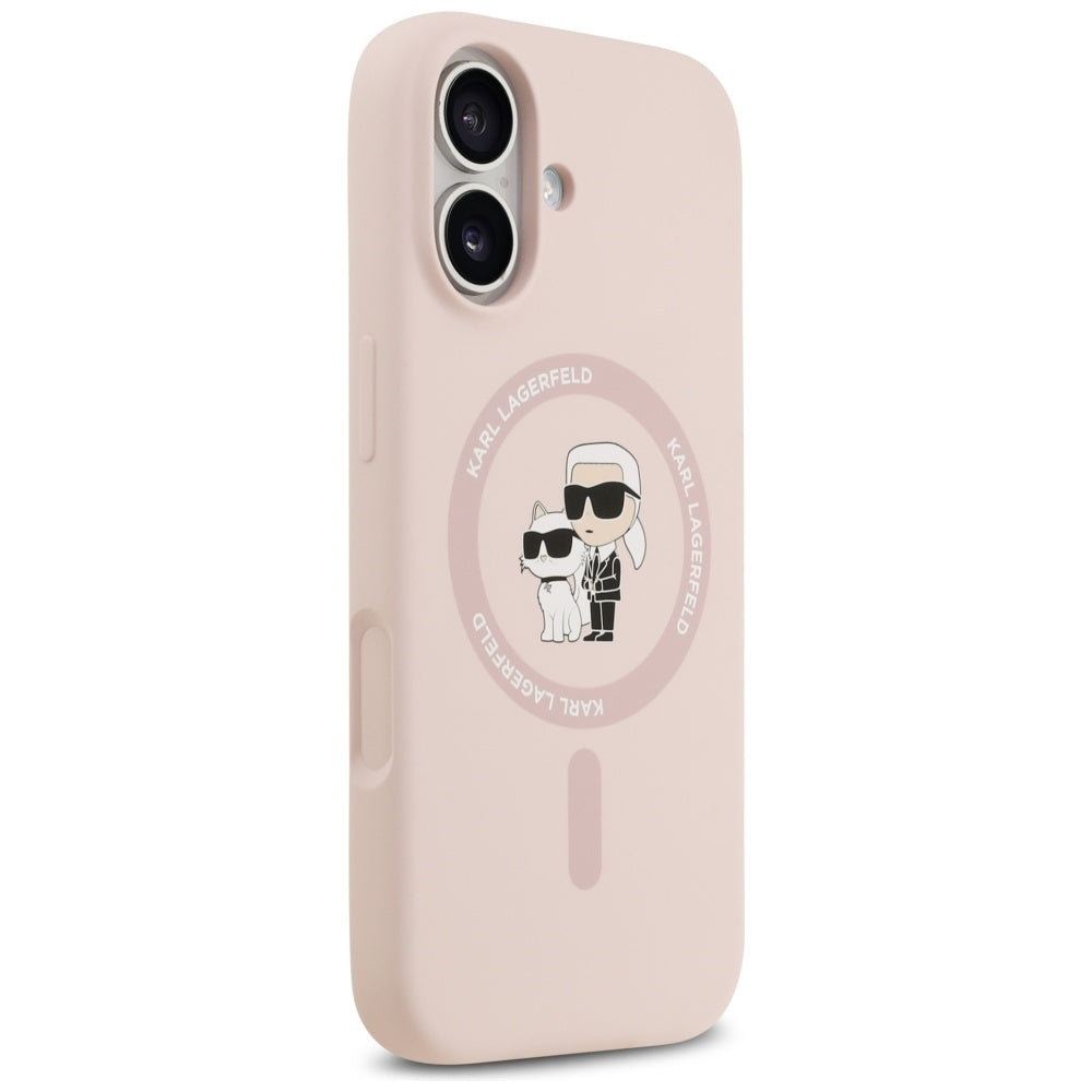 Karl Lagerfeld Silicone Karl & Choupette Ring MagSafe Case til iPhone 17 - Pink