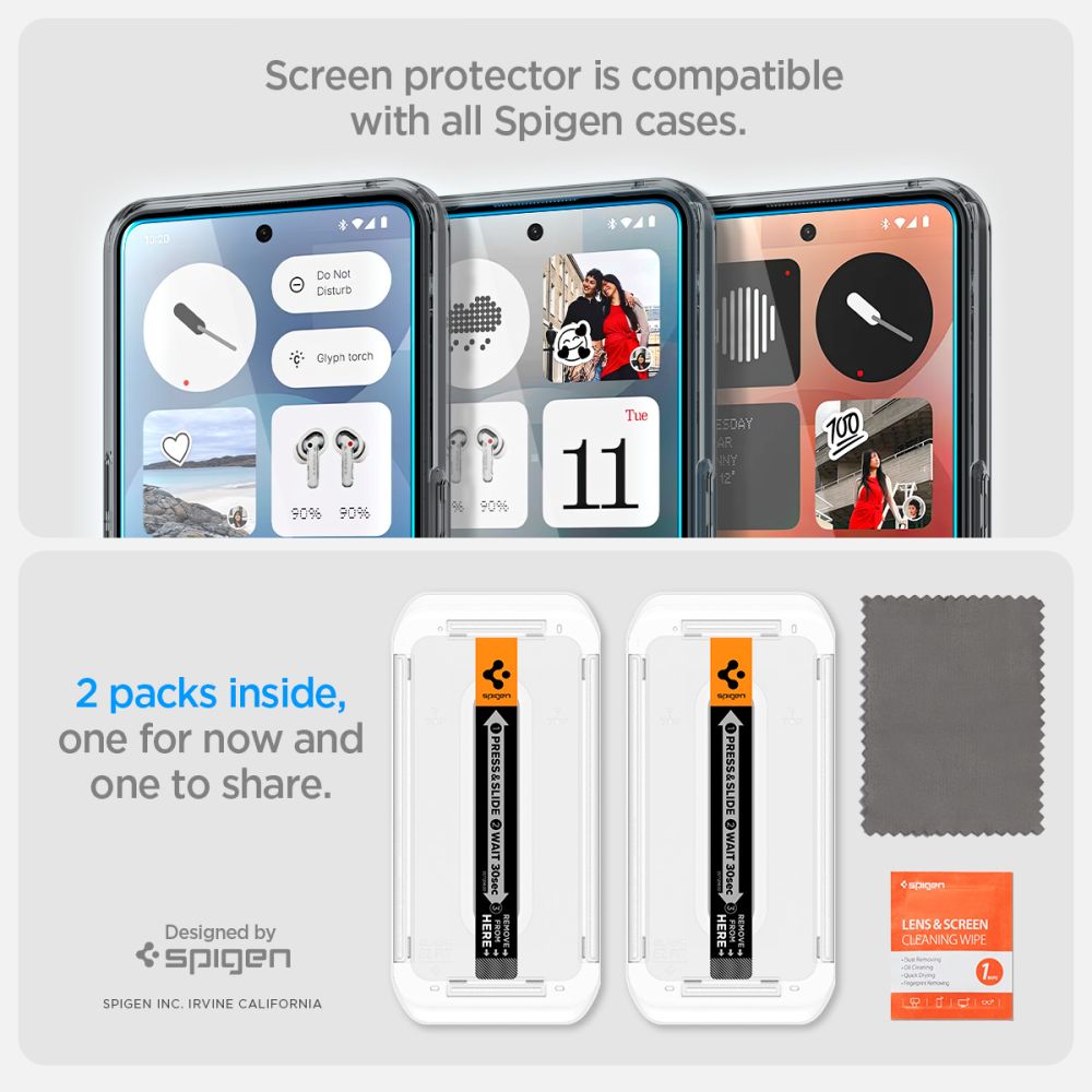 Spigen Glas.TR EZ Fit Hærdet glas 2-pakke til ingenting Telefon 3 - Transparent