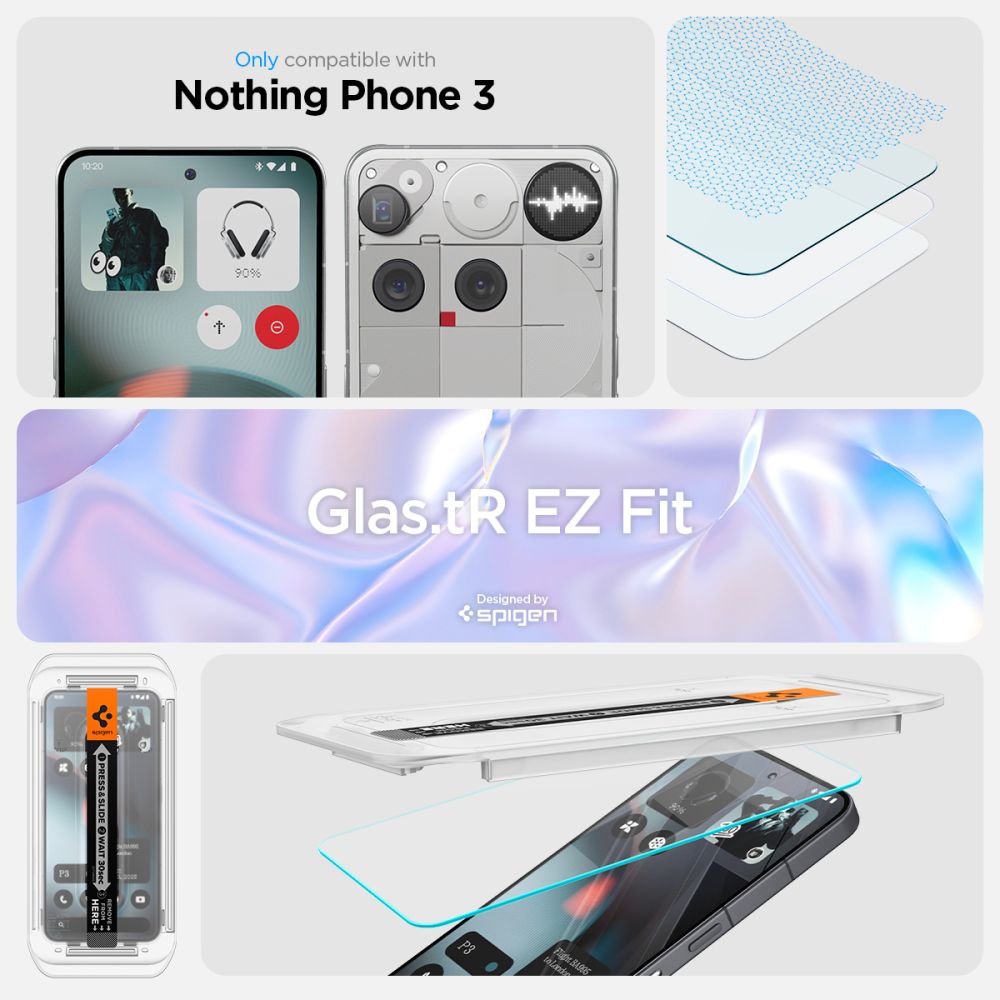 Spigen Glas.TR EZ Fit Hærdet glas 2-pakke til ingenting Telefon 3 - Transparent