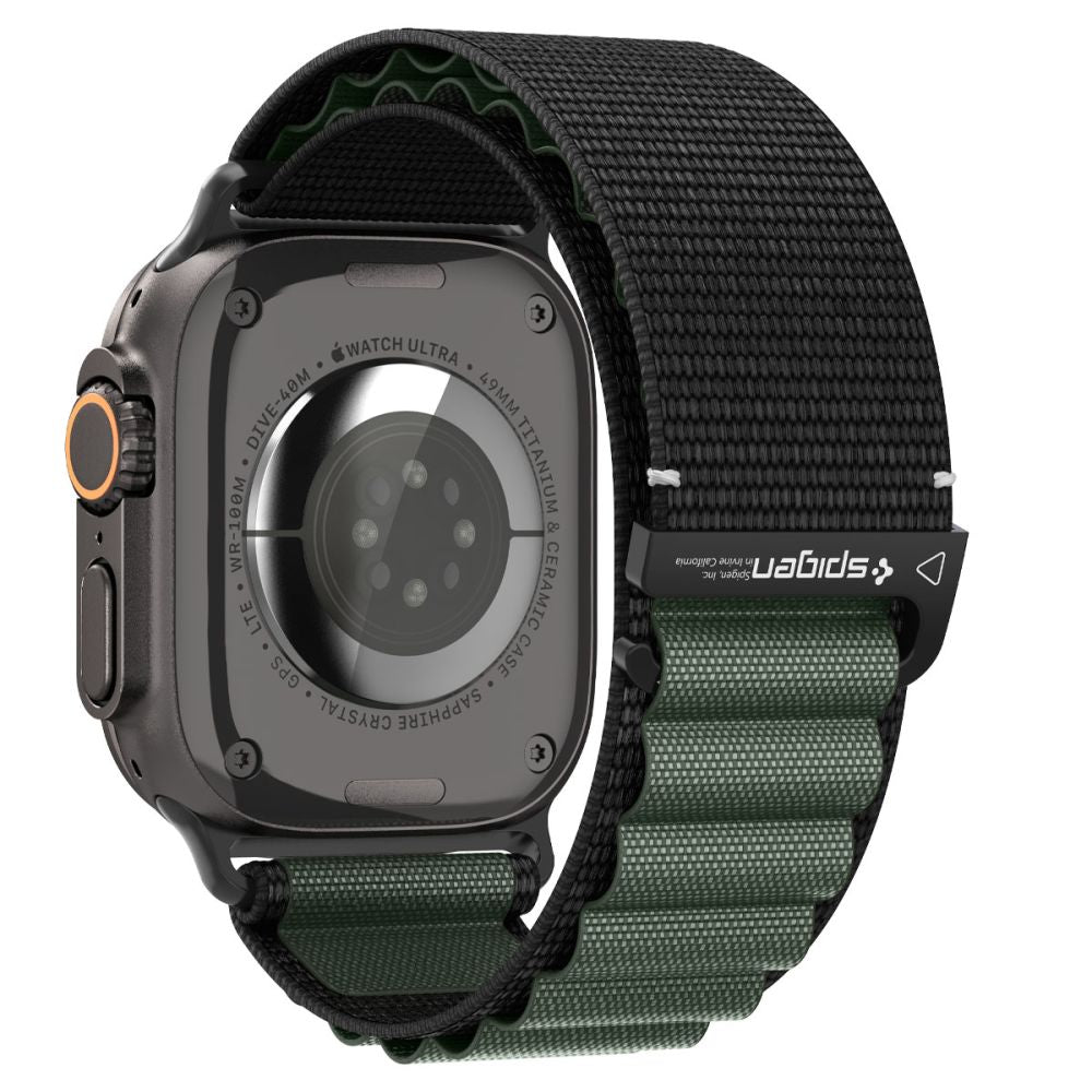 Strap Spigen WBF1 Strap til Apple Watch 44 / 45 / 46 / 49 mm - sort og grøn