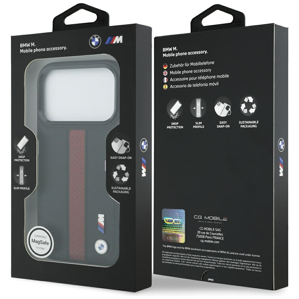 BMW M Perforeret Stripe Logo MagSafe Case til iPhone 17 Pro - Rød